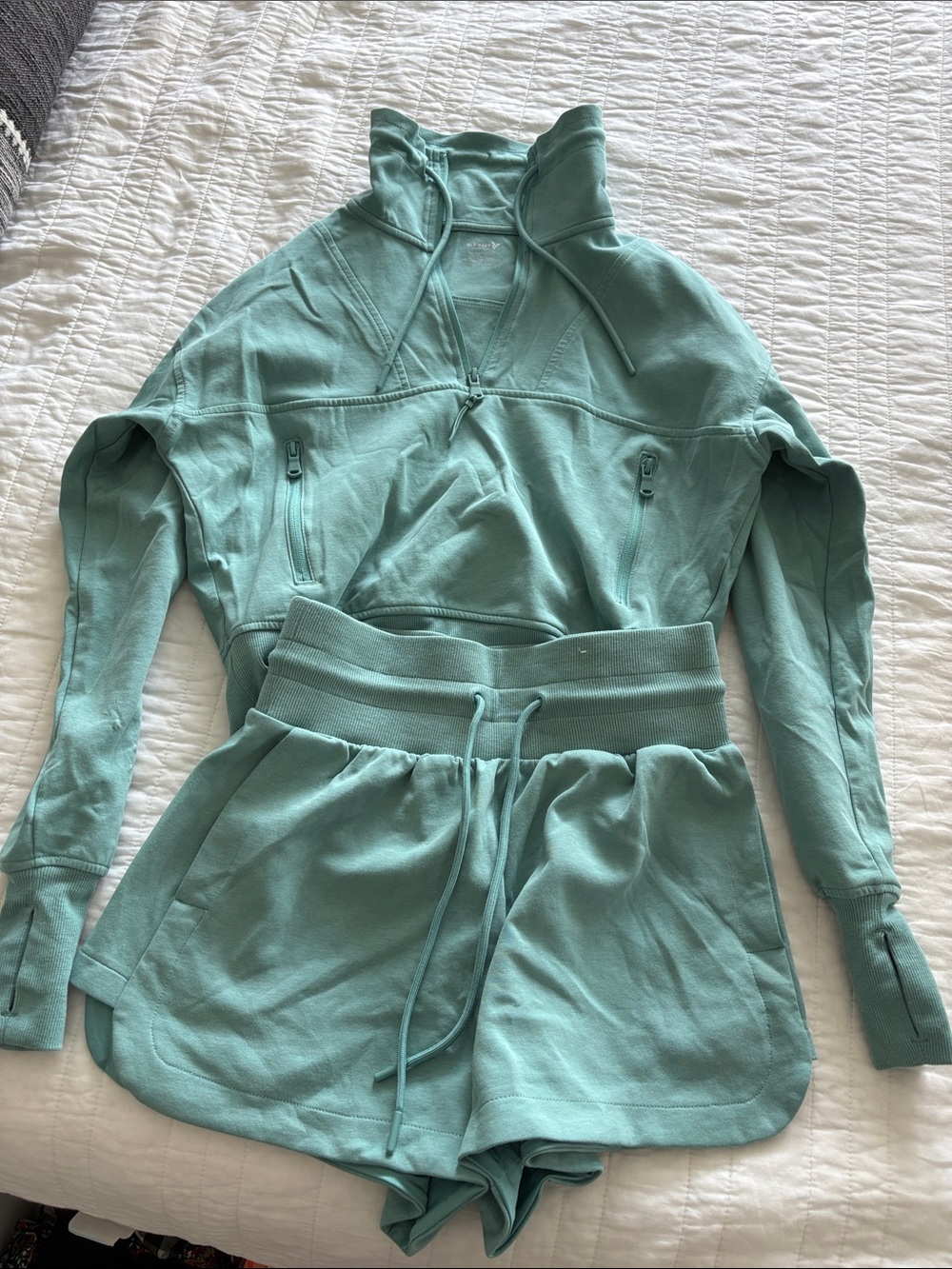 Old Navy Teal Active Fleece Hoodie & Shorts Set